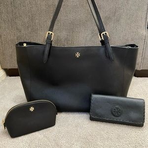 Tory Birch York Buckle Tote, Wallet, York Makeup Bag Set